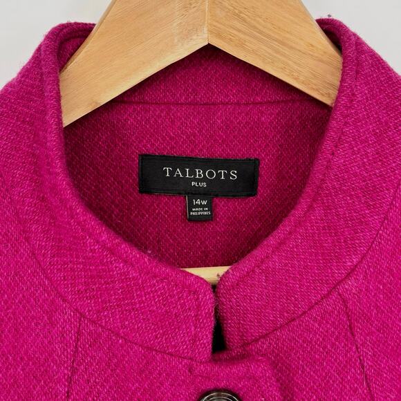Talbots Wool Blend Band Collar Magenta Jacket - Picture 7 of 13
